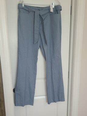 LOFT Light Blue Tie-Waist Wide Leg Trousers